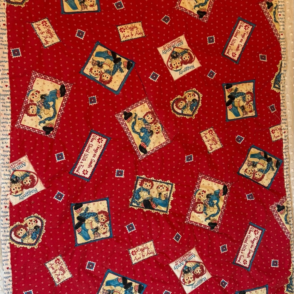 Raggedy Ann & Andy Crib Quilt Toddler Bedding Vintage 46x31
